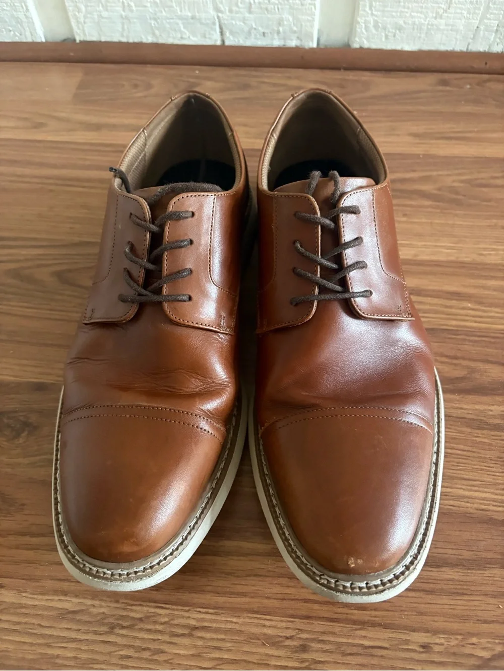 Men's Alfani Brown Leather Derby Shoes - Classic Casual Dress, size 12